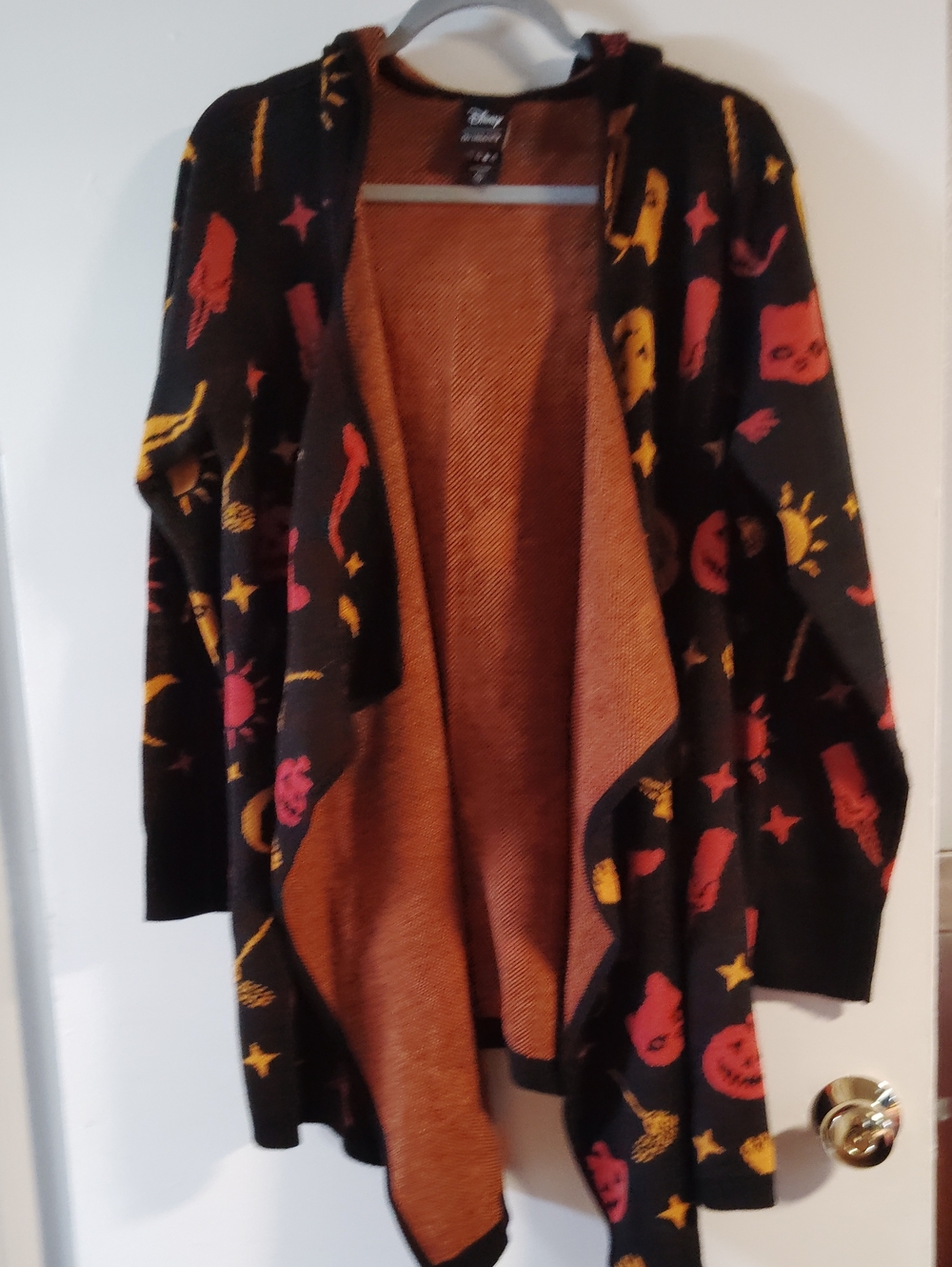 Her Universe Women's Hocus Pocus Danni Cardigan in Orange and Black With Hood